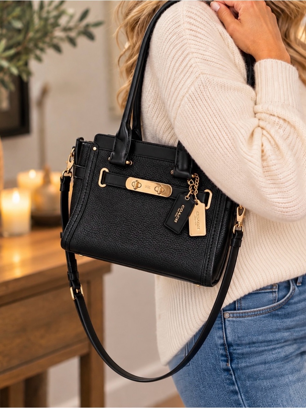 Coach 34816 Pebble Leather Swagger 27 Crossbody